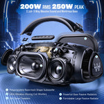 200W Portable Bluetooth Speakers, Waterproof Speaker Large, Loud Outdoor Speaker