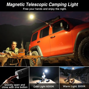 Flashlight Camping Light Retractable, Foldable, Waterproof, Magnetic with 12000mAh Battery